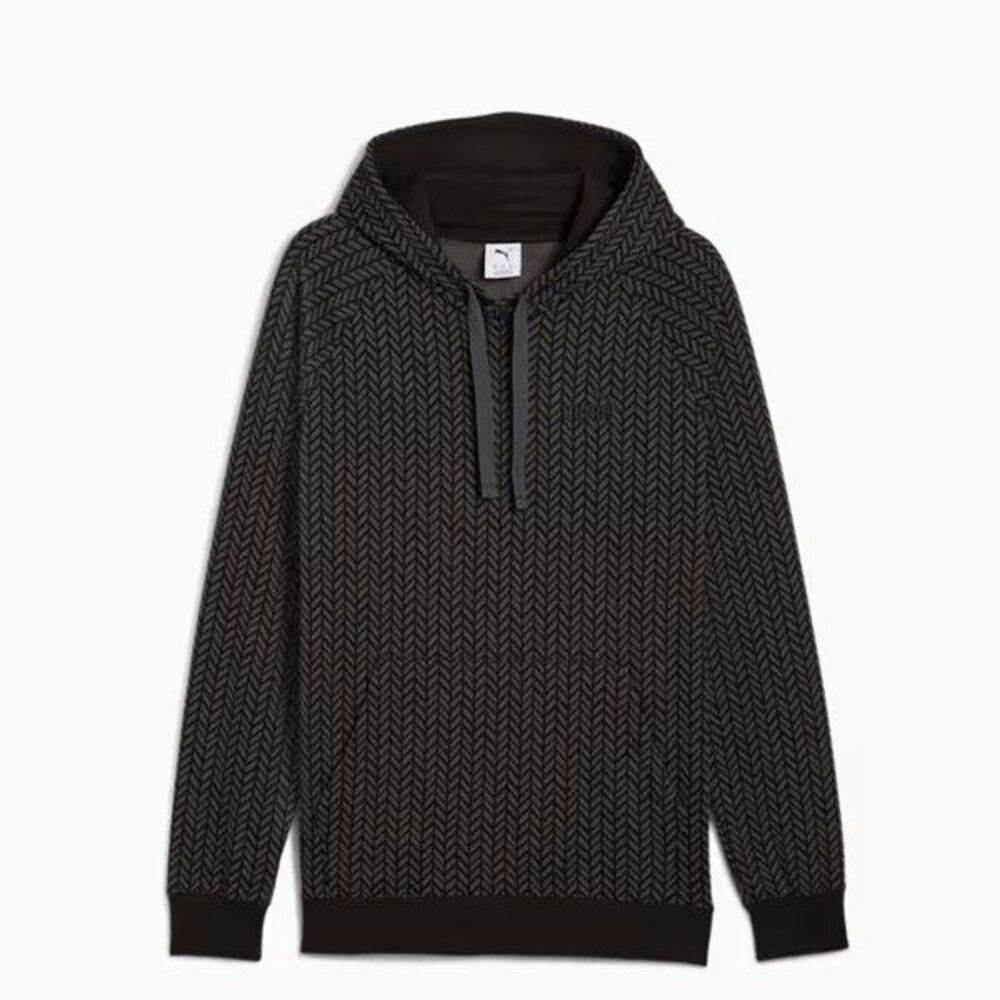 NWT PUMA Essentials Herringbone Pullover Hoodie Black Casual Outerwear Men's XL